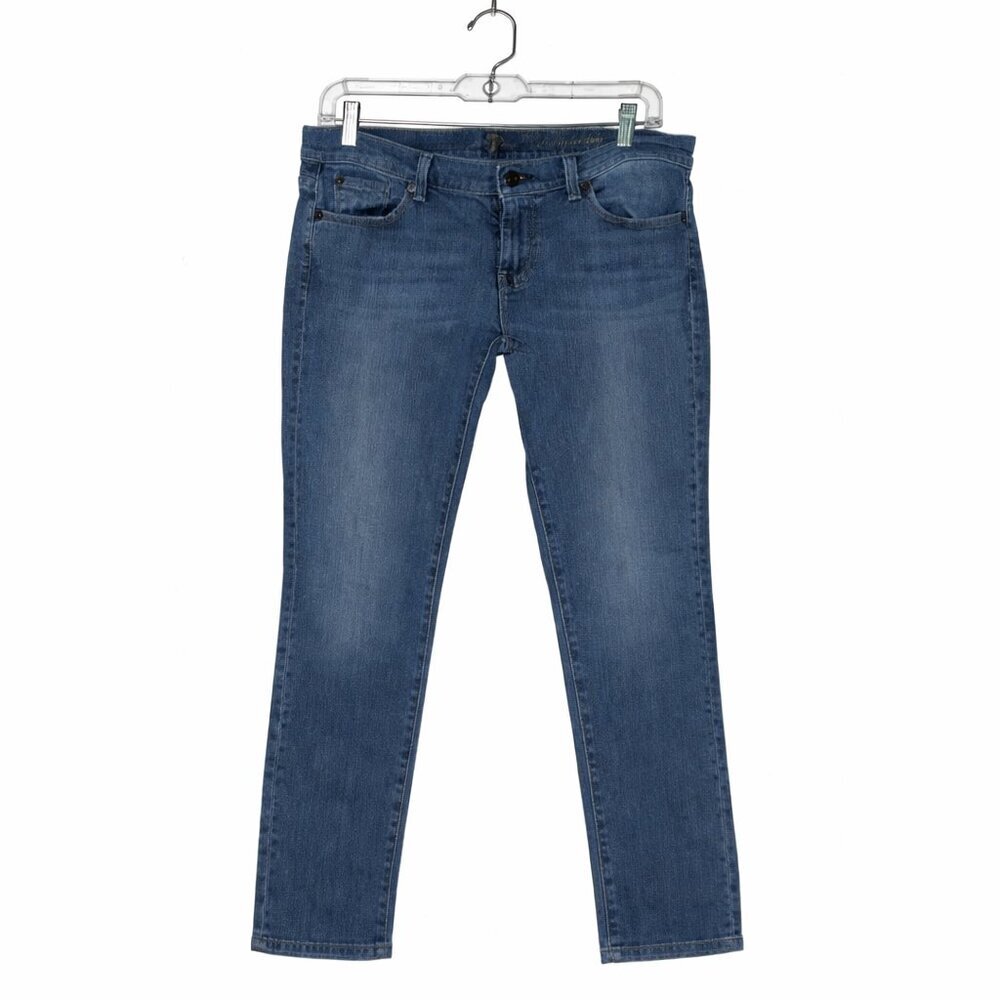 7 FOR ALL MANKIND 7FAM Straight Leg Crop Medium Wash Blue Jeans Size 30